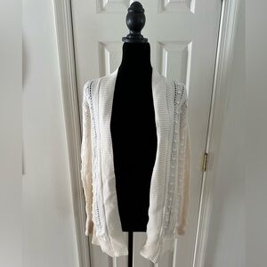 LOFT Cream Open-Front Cardigan